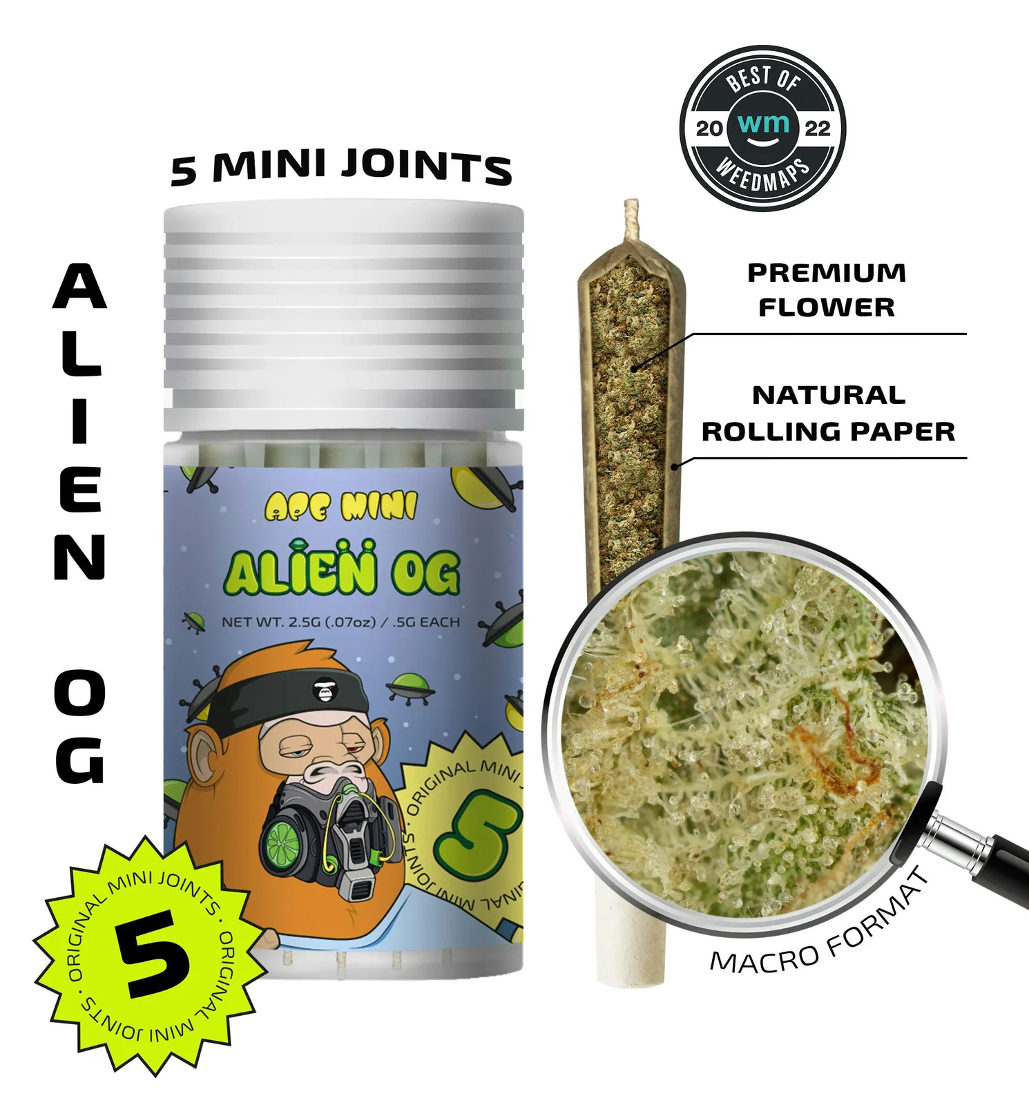 ALIEN OG — 5 original mini joints (2.5g | 0.5g each)
