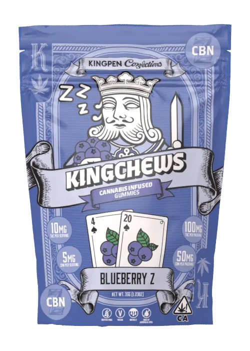 Kingchew | Blueberry Z CBN Gummies | 100mg THC 50mg CBN | 10ct 10mg each