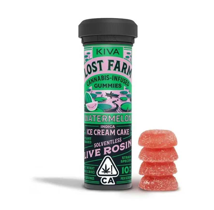 Lost Farm - Watermelon x Ice Cream Cake - 100MG - Live Rosin Gummies