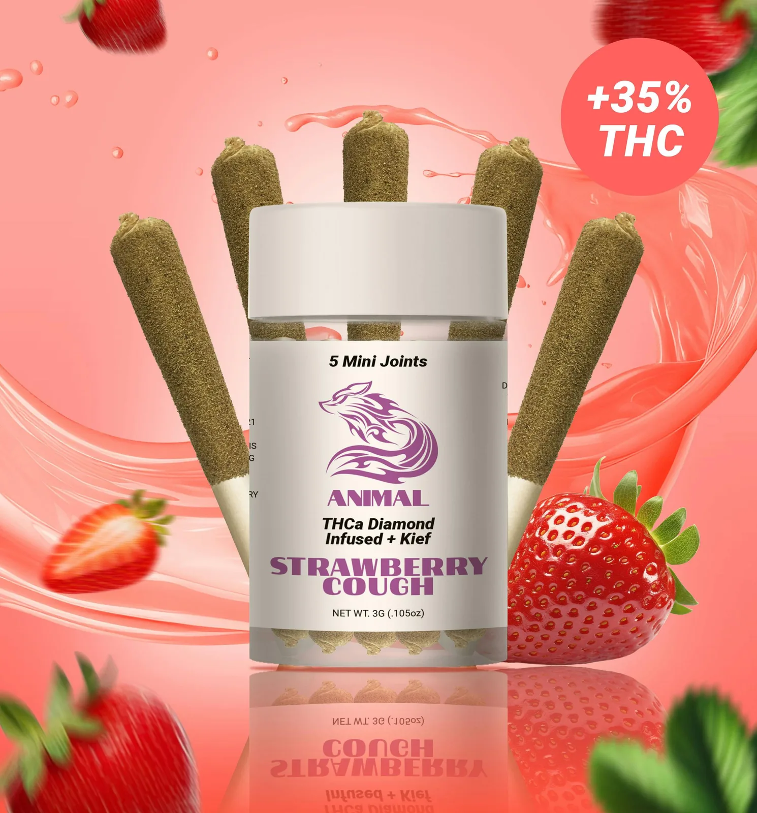 5pk(3G) Strawberry Cough / THCa Diamond infused Joint