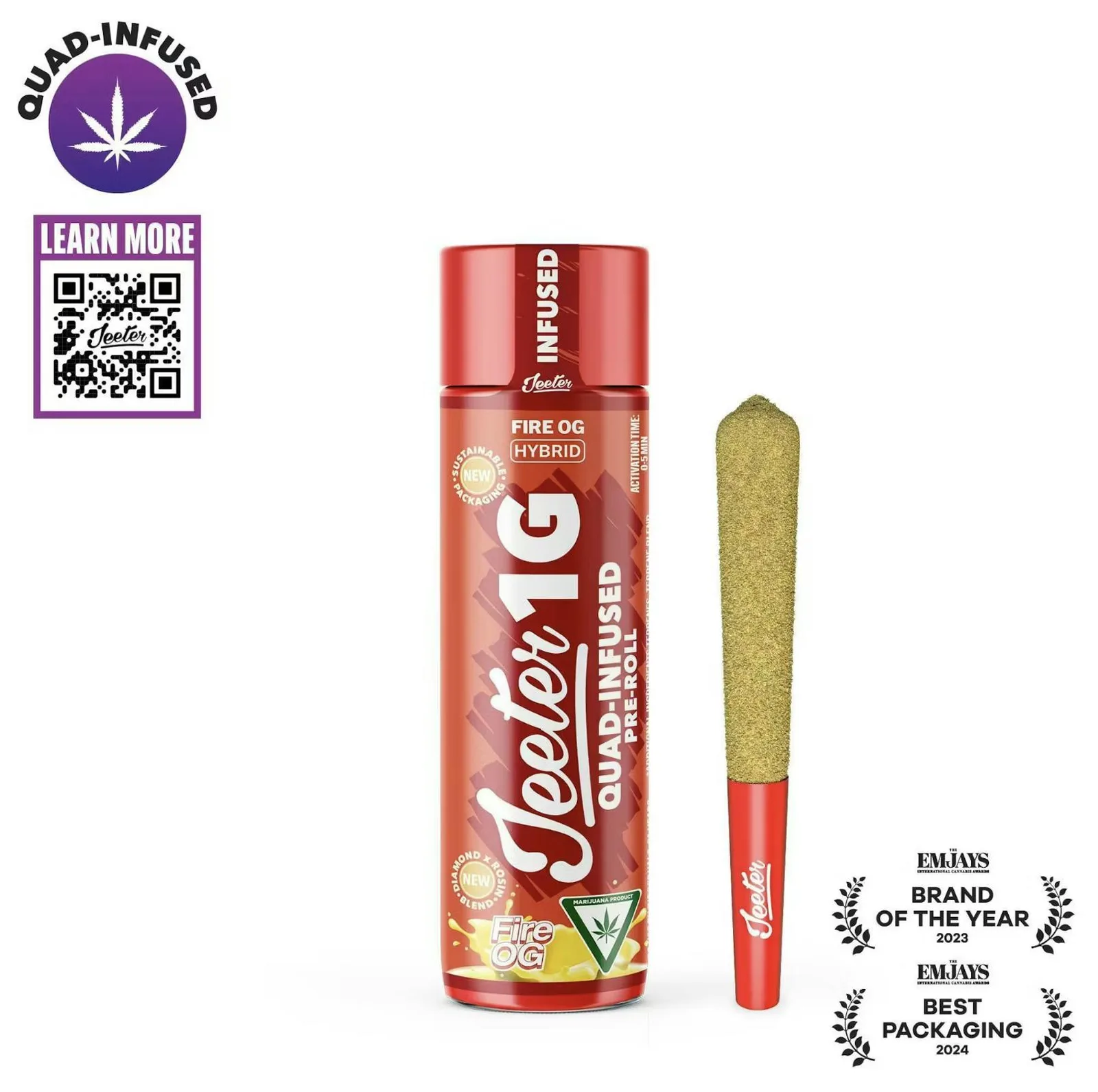 Jeeter | Fire OG | Quad-Infused Joint | 1g