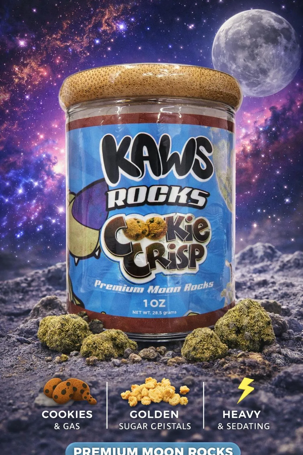 KAWS ROCKS COOKIE CRISP (1OZ MOONROCKS)