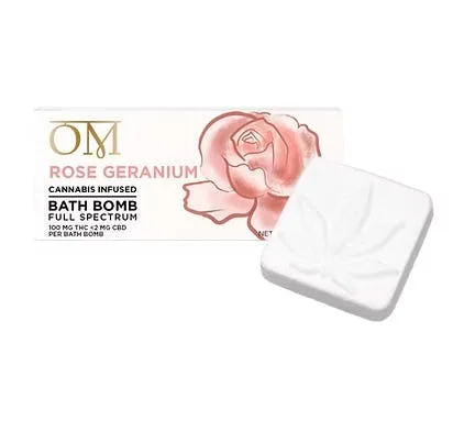 OM Rose Geranium Full Spectrum Bath Bomb 100mg