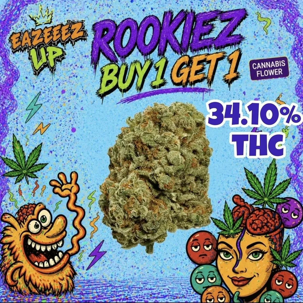 BUY 1/2OZ GET 1/2OZ FOR FREE - Rookiez - Indoor Exoticz - Hybrid