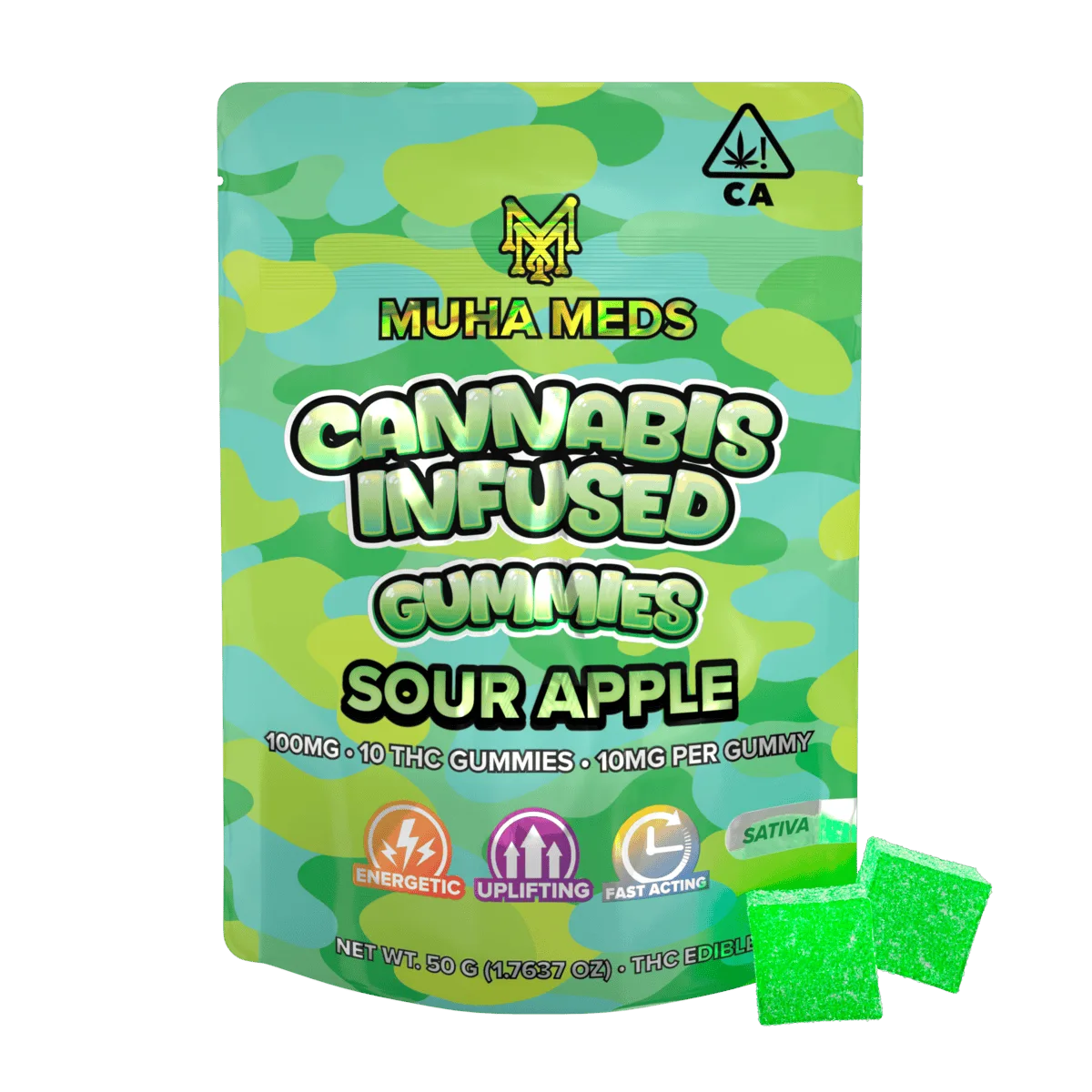 Muha Meds | Sour Apple Gummies | 100mg | 10ct | 10mg/ea