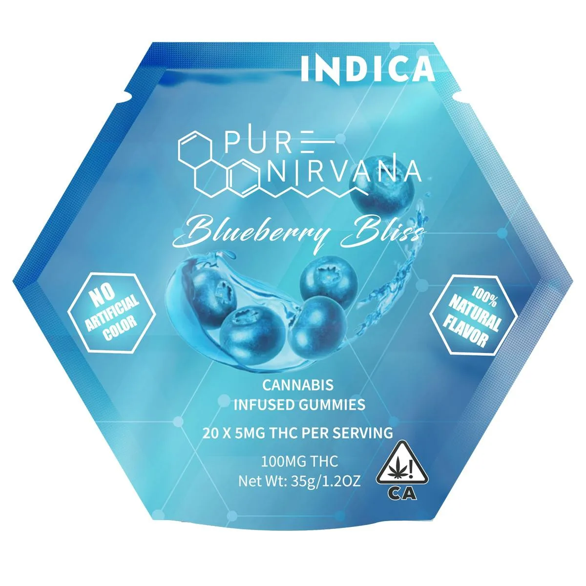 Pure Nirvana Blueberry Bliss Indica Gummies 100mg