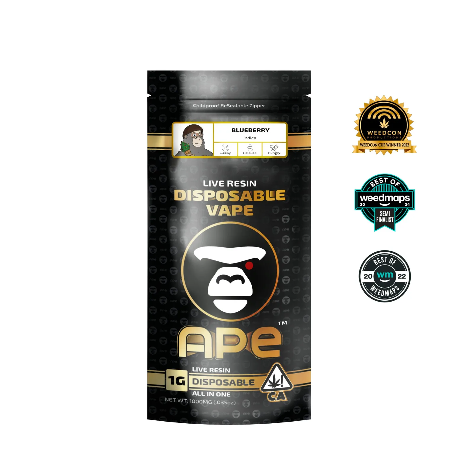 Blueberry — 1g APE Live Resin Disposable Vape (all in one)