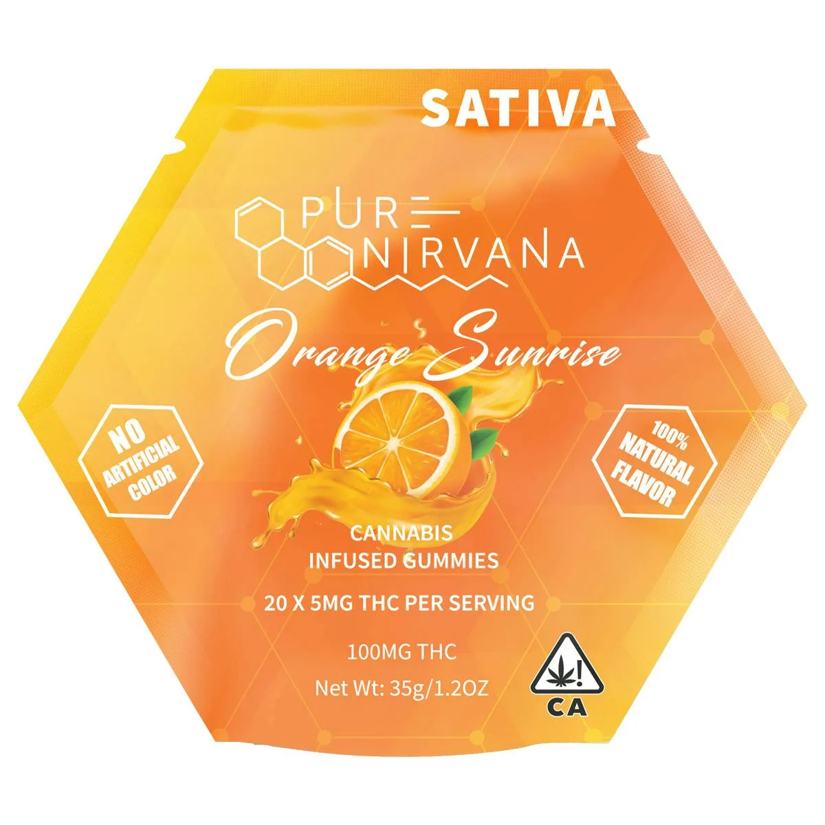 Pure Nirvana Orange Sunrise Sativa Gummies 100mg
