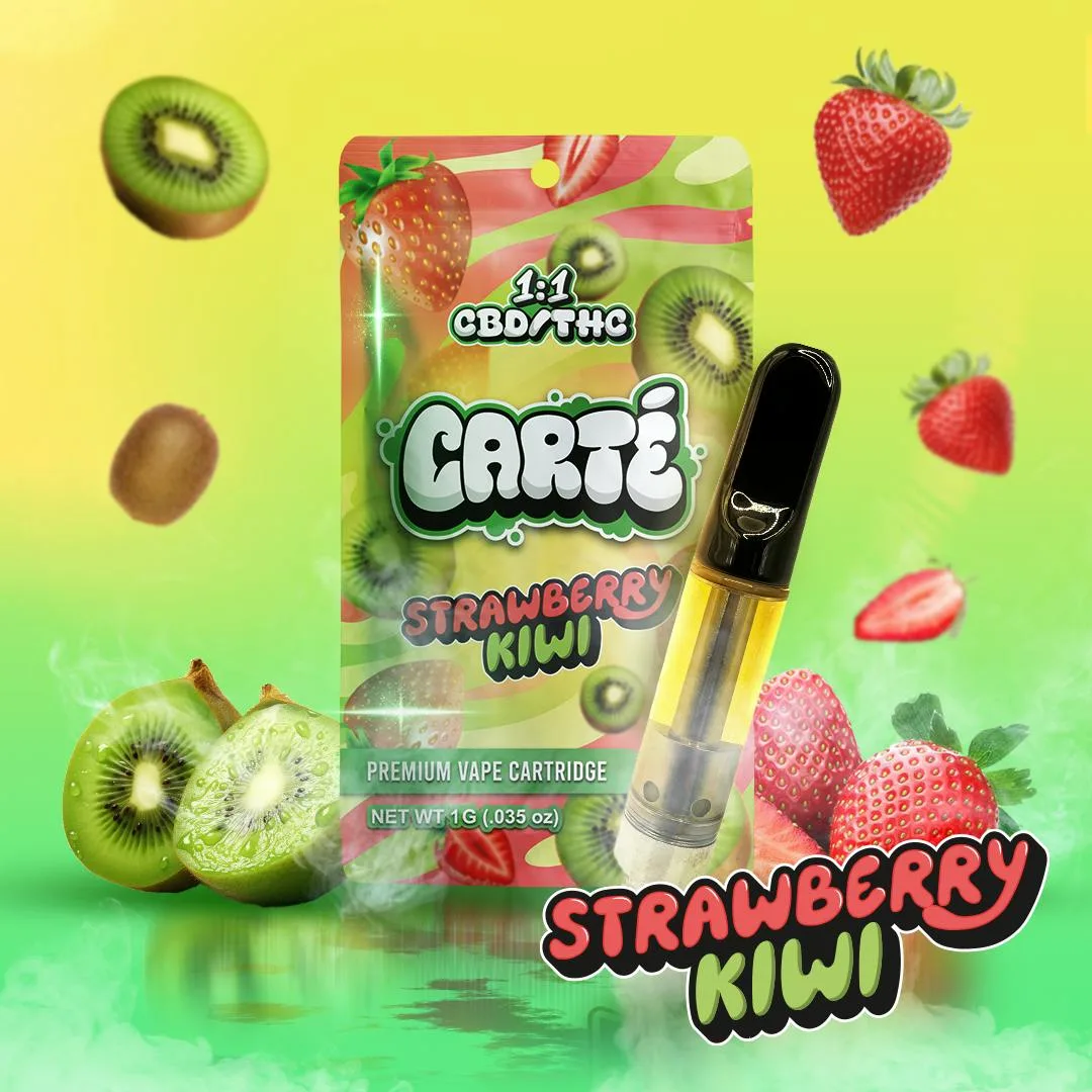CARTÉ - .⠀CARTÉ Strawberry Kiwi CBD/THC 1:1 Cartridge - 1 g