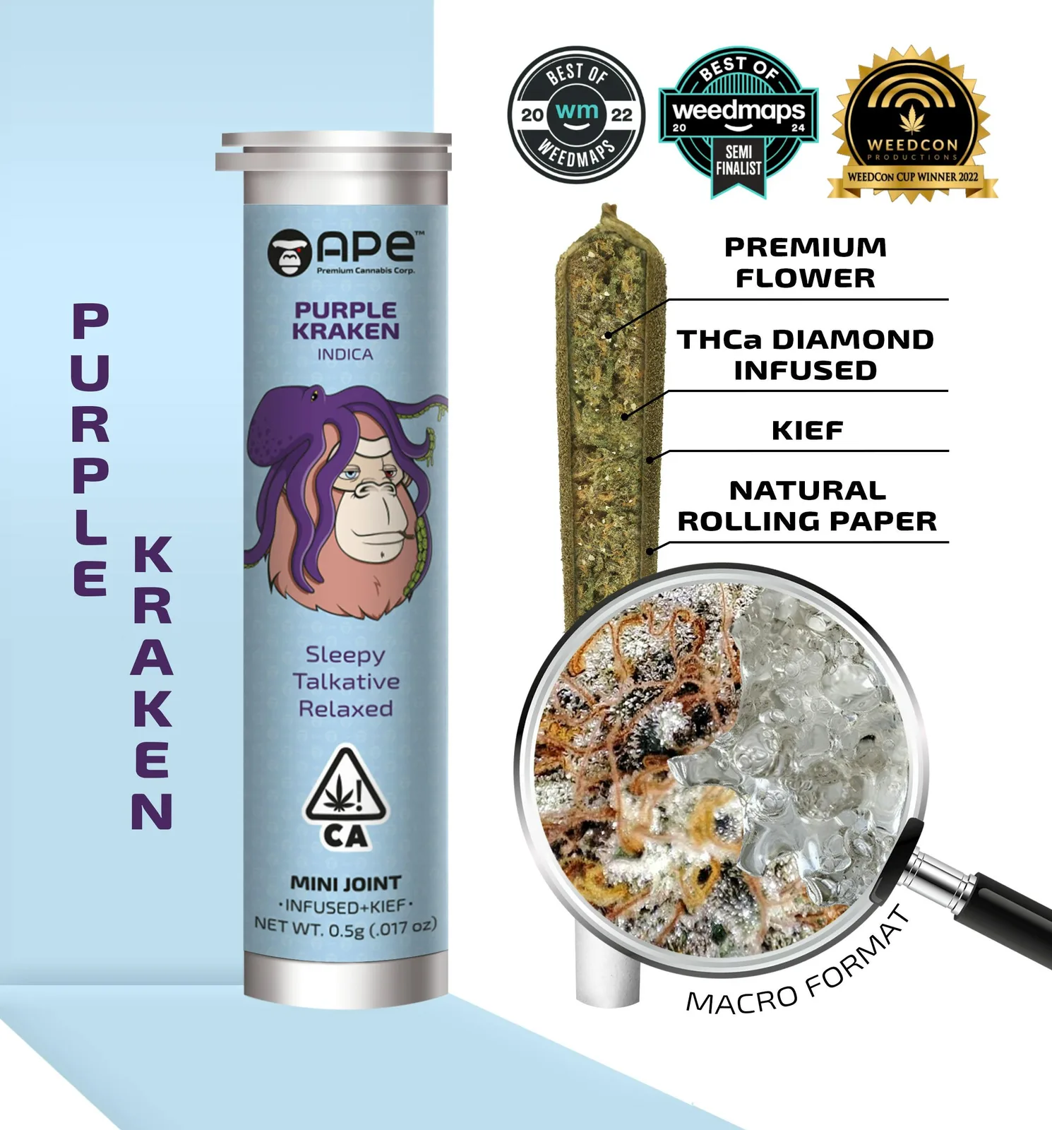 PURPLE KRAKEN - Mini Joint Infused + Kief (0.5g)