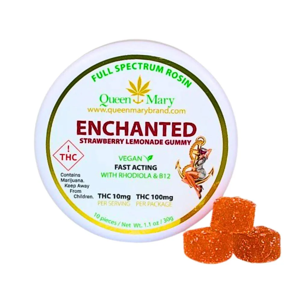100mg Enchanted Strawberry Lemonade Rosin Gummies (10mg - 10 pack) - Queen Mary