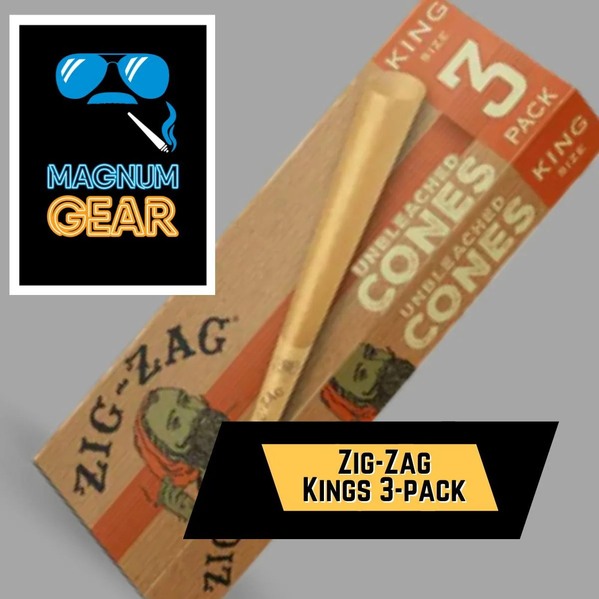 Zig-Zag Unbleached King Cones, 3pk