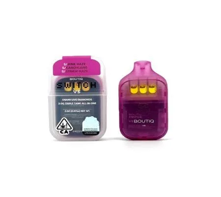 Boutiq Switch V5 – 2g(S) PINKHAZE(S) CANDYLAND(S) STRAWHAZE Liquid Live Diamonds Triple Tank Disposa
