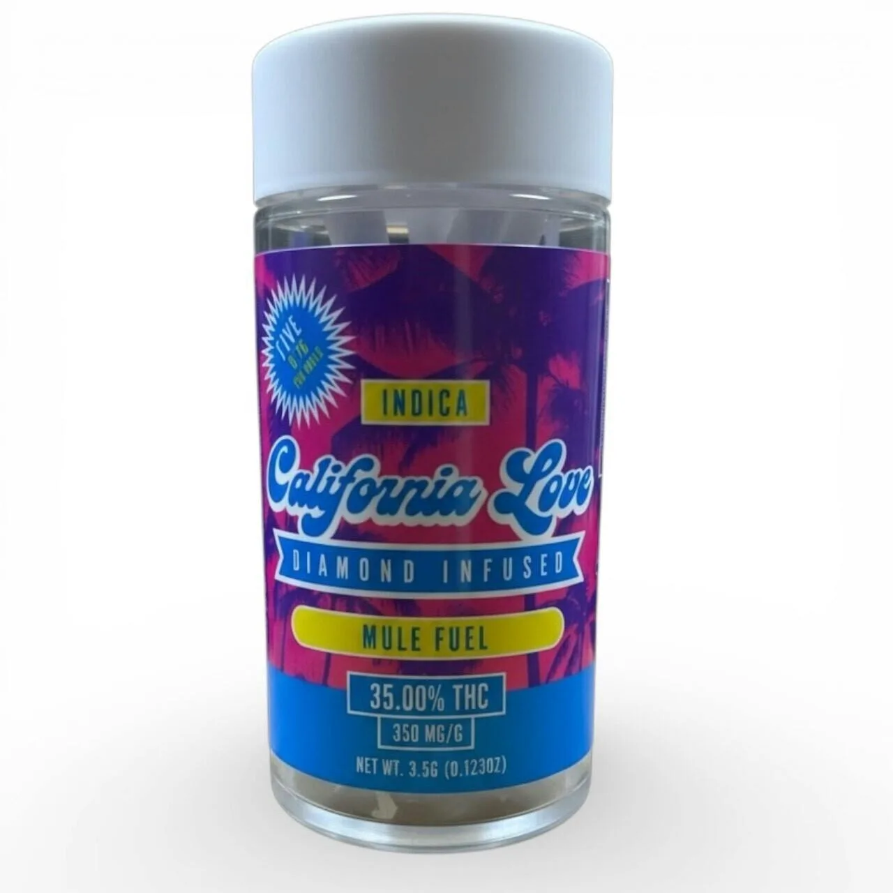 California Love; Diamond Infused 5pk Prerolls - Mule Fuel (I) 3.56g
