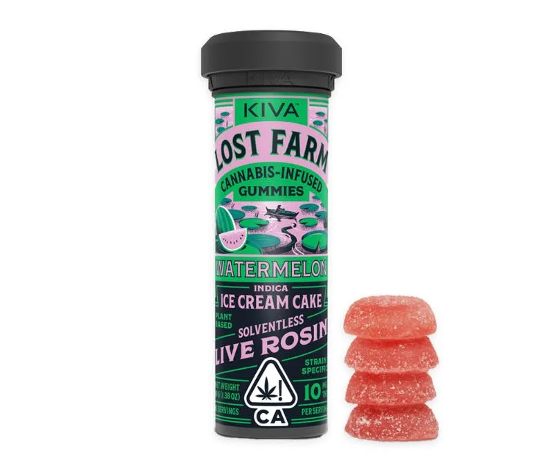 Lost Farm - Watermelon Ice Cream - 100mg Solventless Live Rosin Gummies - 10pk