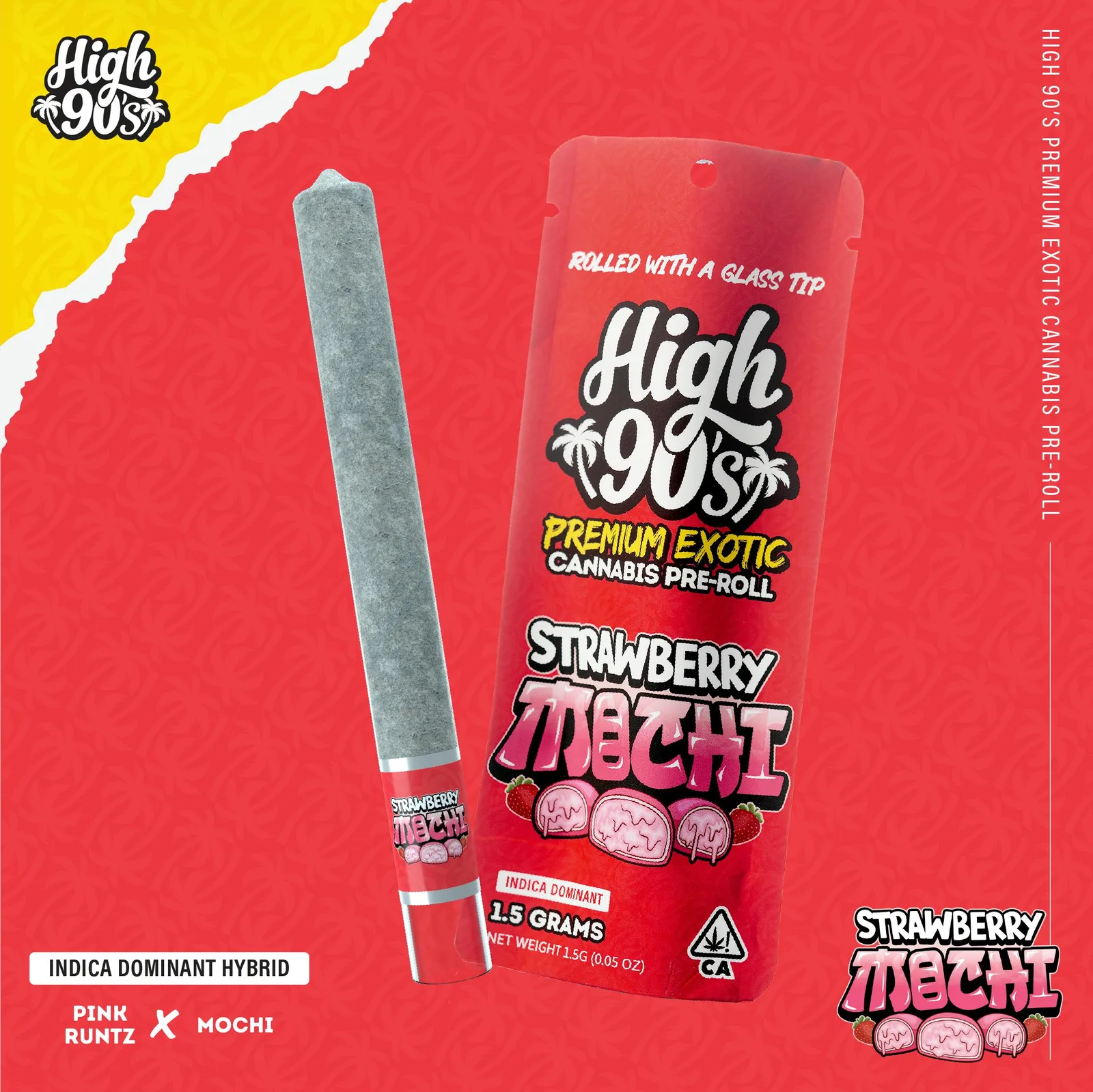 High 90s : Strawberry Mochi 1.5g High Roller Pre-Roll