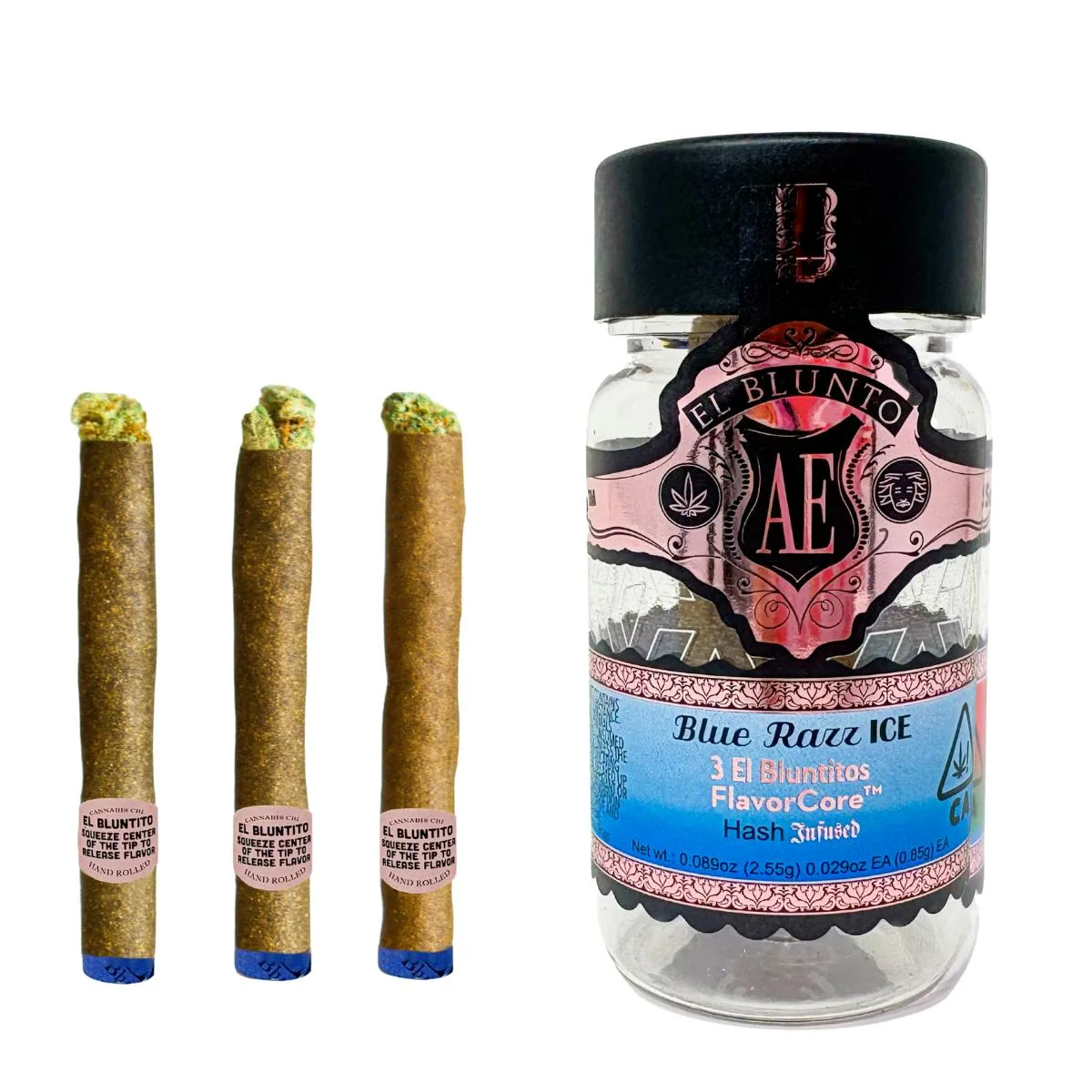 El Bluntito FlavorCore - Blue Razz Ice - Hash Infused - 3pk x .85g