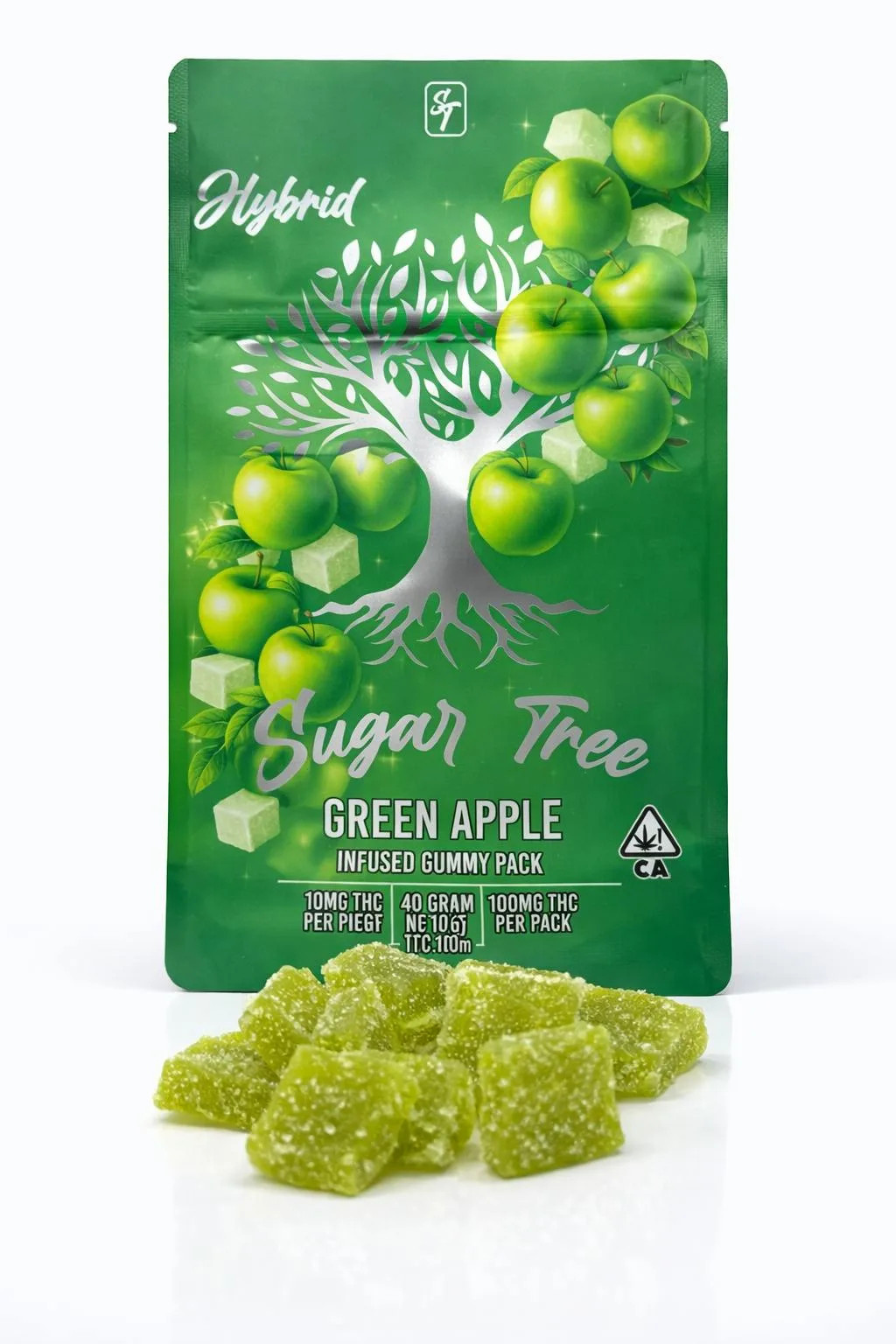 Sugar Tree - Green Apple Infused Gummies, 100mg THC 10pk