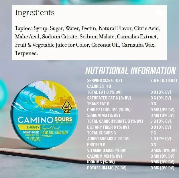 Camino Sours - Tropical Burst 'Energy' THCV Gummies - 100mg * EVERYDAY*