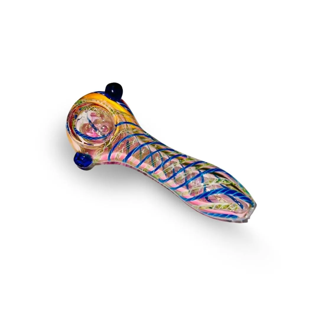 MULTICOLORED MEDIUM SWIRL SPOON PIPE