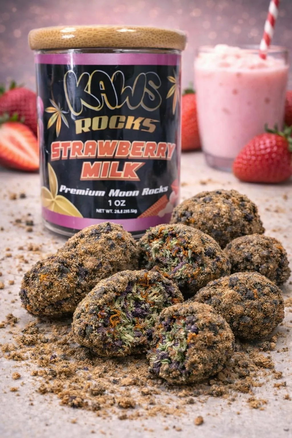 KAWS ROCKS | STRAWBERRY MILK (1OZ MOONCROCKS)