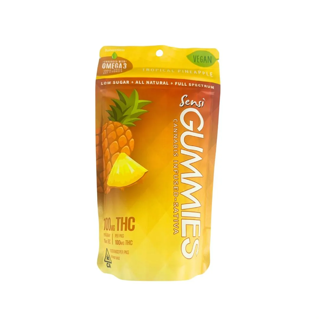 Tropical Pineapple Gummies | 100mg | Sativa | Vegan