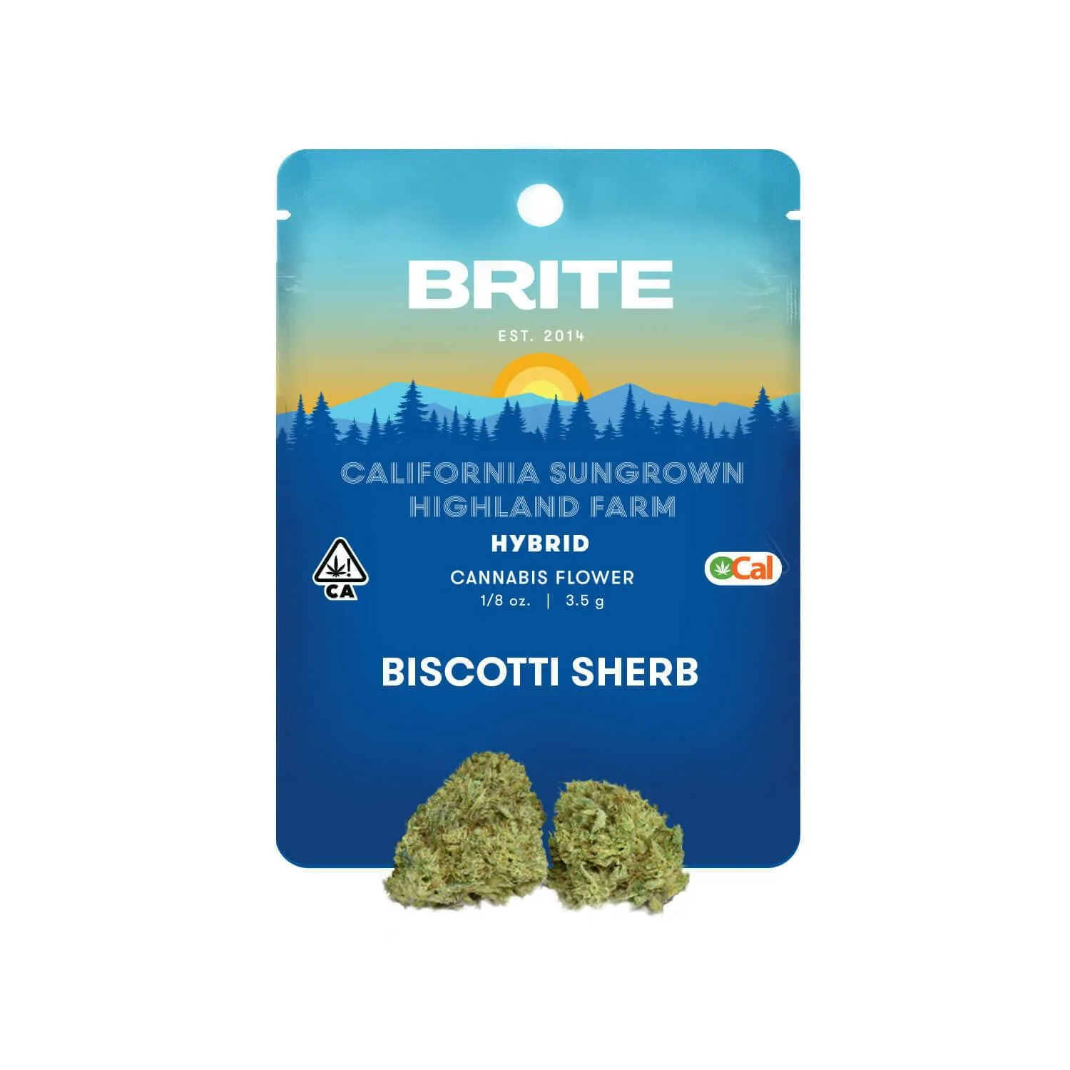 BRITE Highland OCal Flower (3.5g) - Hybrid - Biscotti Sherb