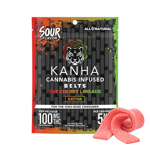 KANHA | Belts | Sour Cherry Limeade | Sativa | 100mg THC | 4-pack