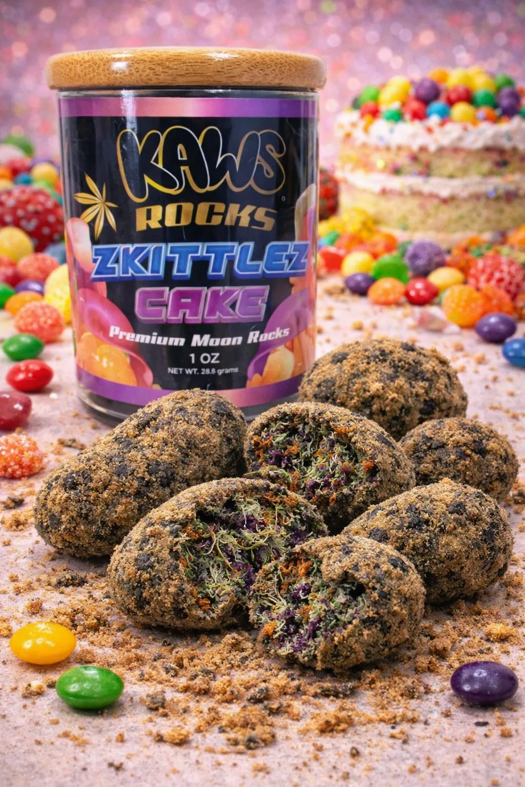 KAWS ROCKS | ZKITTLEZ CAKE (1OZ MOONROCKS)