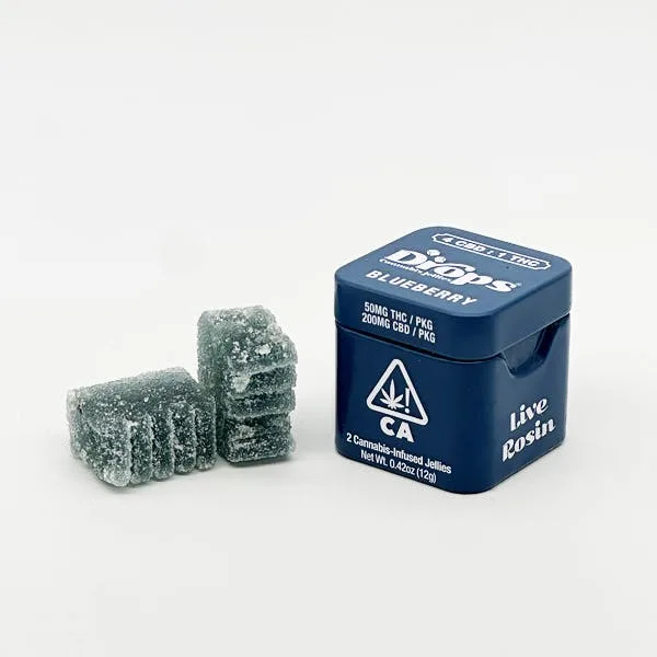 Drops - Live Rosin Gummies 2pc - Blueberry 4:1 CBD:THC
