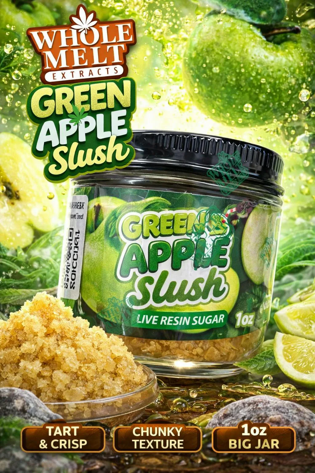 WHOLE MELT | GREEN APPLE SLUSH (1OZ LIVE RESIN SUGAR)