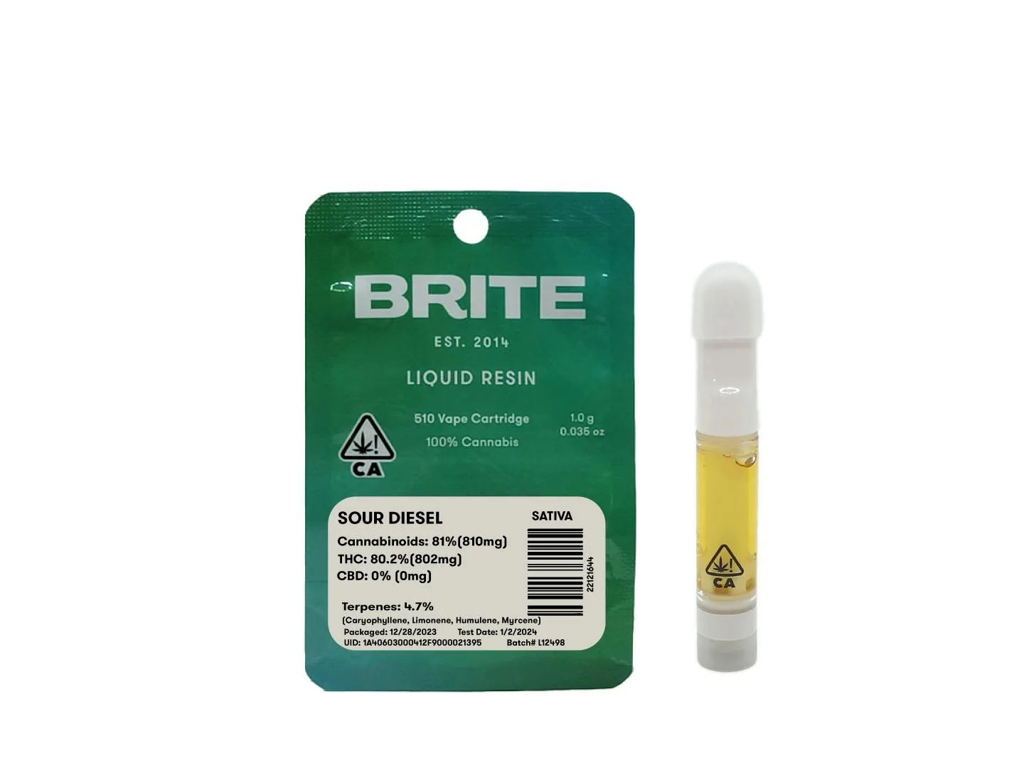 Brite - |CART| Liquid Resin (1.0 g) 510 Cartridge - S - Sour Diesel