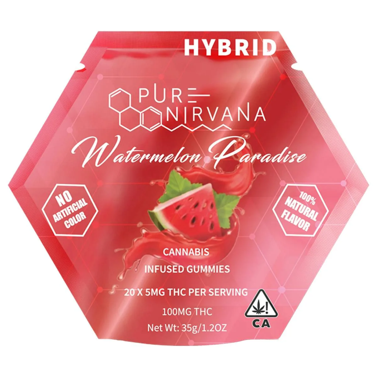 Pure Nirvana Watermelon Paradise Hybrid Gummies 100mg