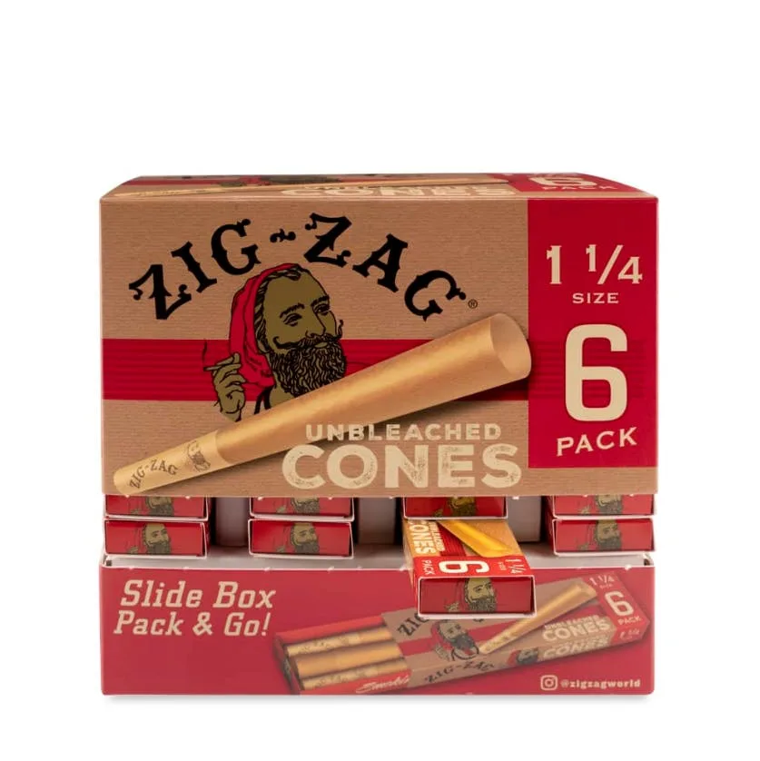 Zig Zag Unbleached Pre-Rolled Cones 1 1/4" Size 6pk