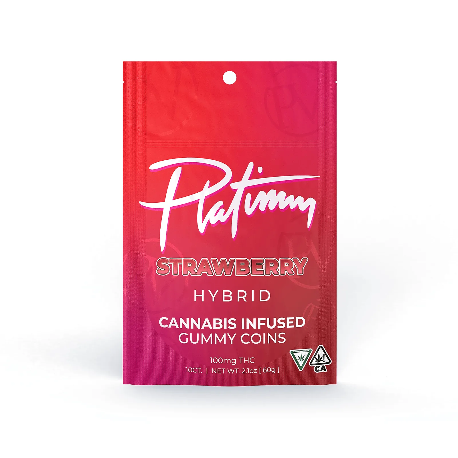 Platinum Strawberry Gummies 10pc 100mg THC (Hybrid)