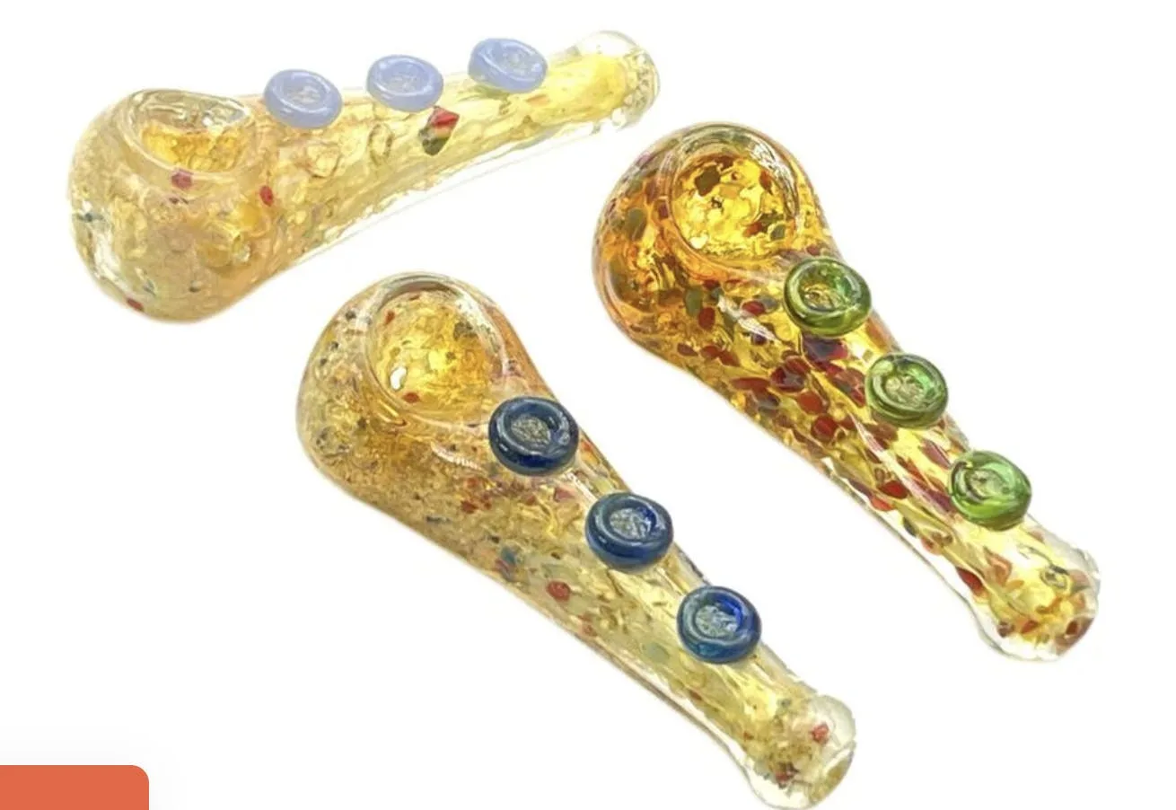 4" Triple Button Hand Pipe - Colors Vary