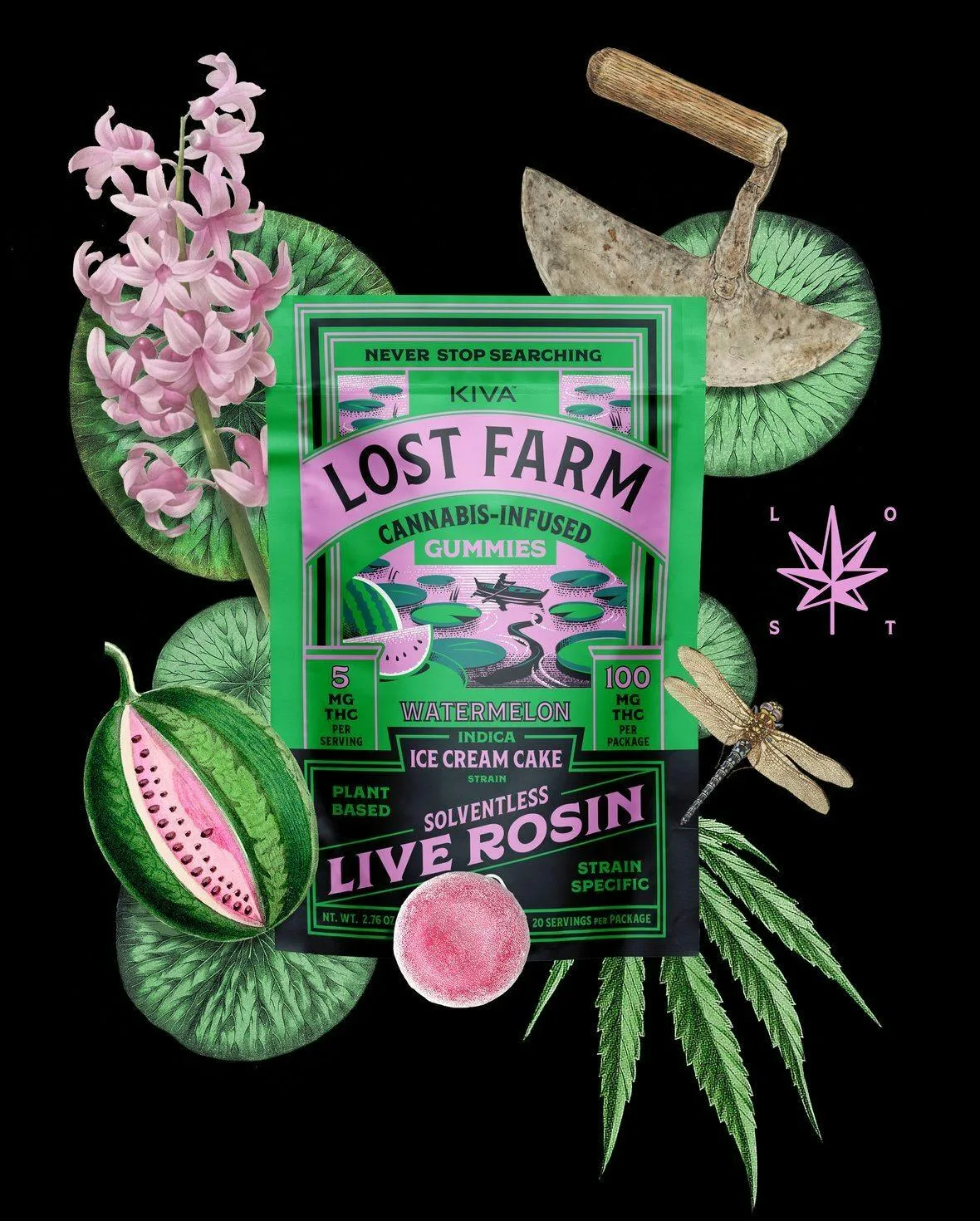 Lost Farm - Watermelon Ice Cream Cake Live Rosin Gummies 100mg (I)