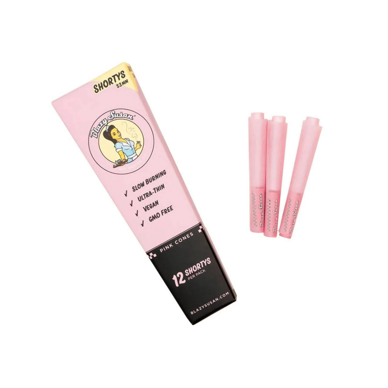 BLAZY SUSAN - BLAZY SUSAN SHORTYS PINK PAPER CONES - BLAZY SUSAN SHORTYS PINK PAPER CONES