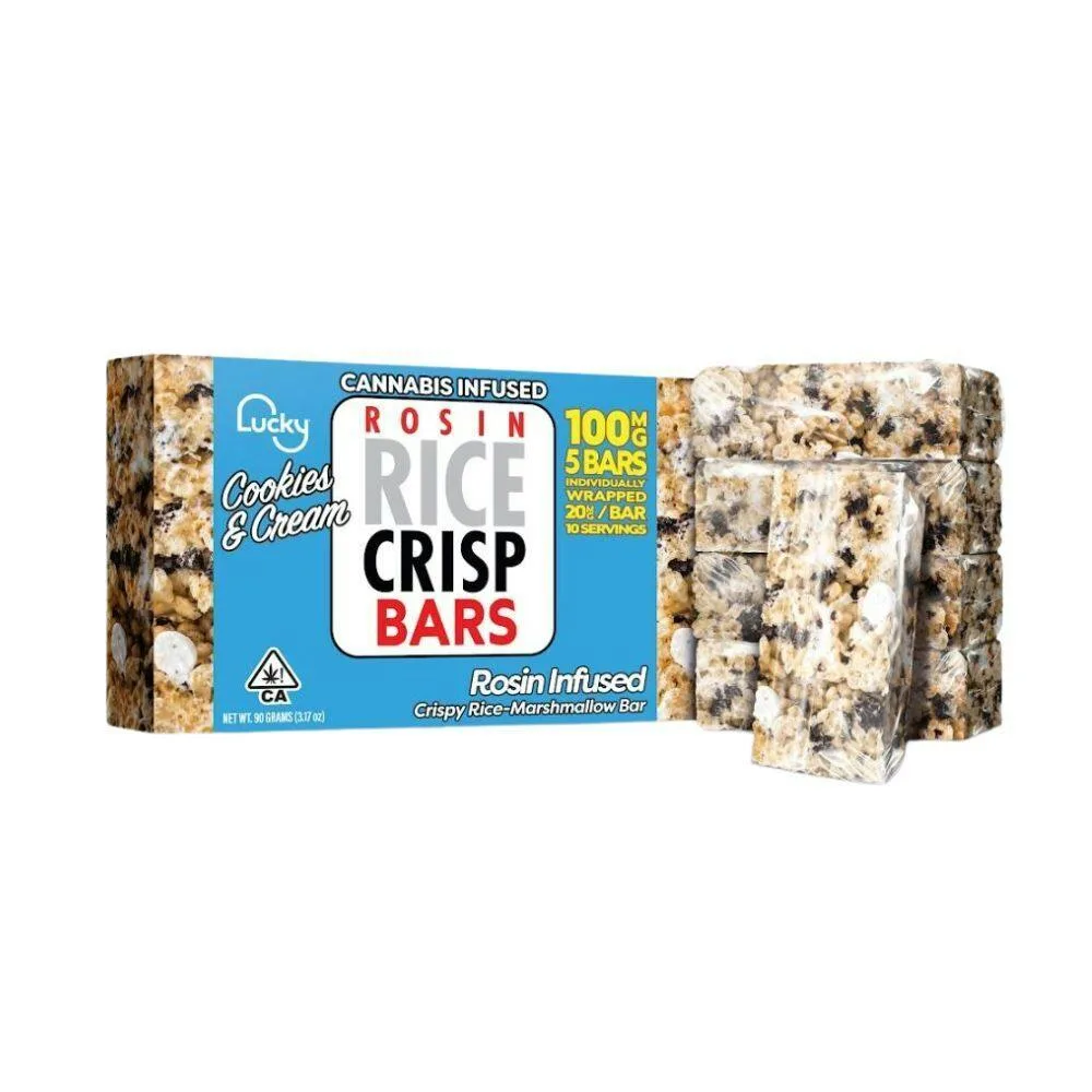 Lucky Cookies and Cream Rice Crispy Bars 100mg THC Rosin Infused