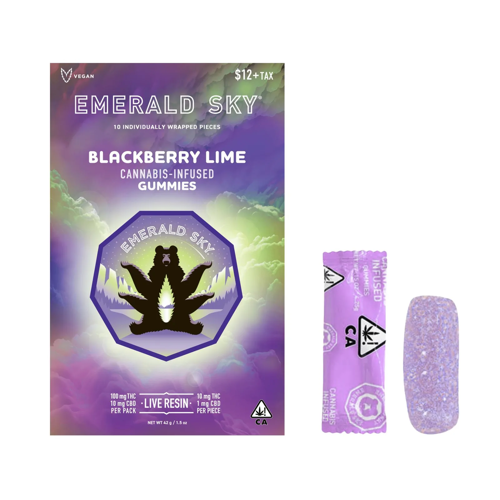 Emerald Sky Live Resin Gummies - Blackberry Lime 100mg