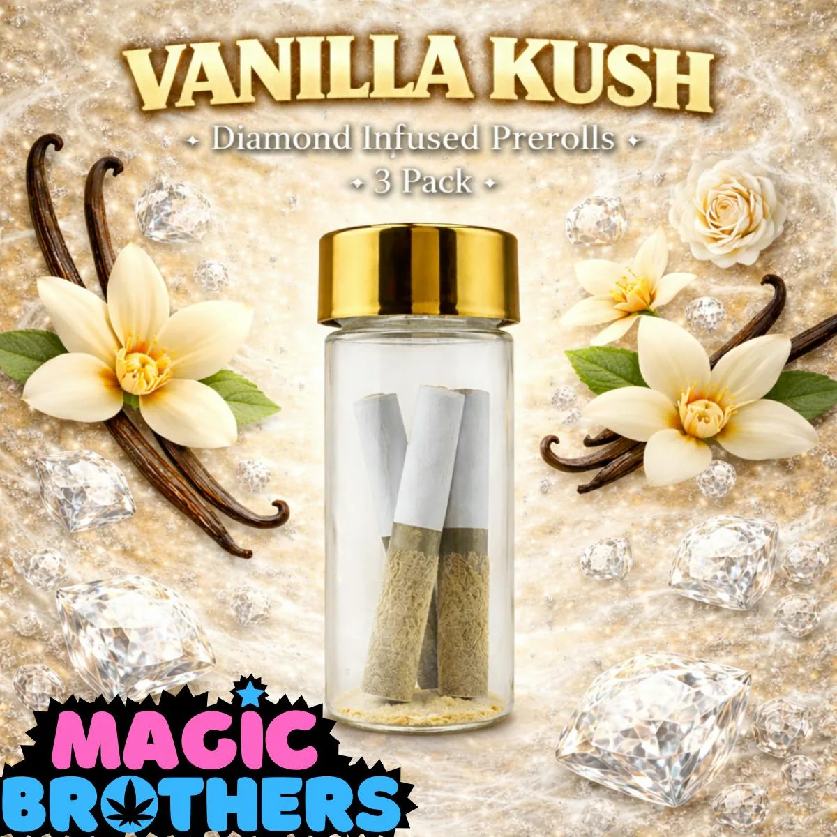 Vanilla Kush Diamond Sauce Infused Pre-Rolls (3PK)