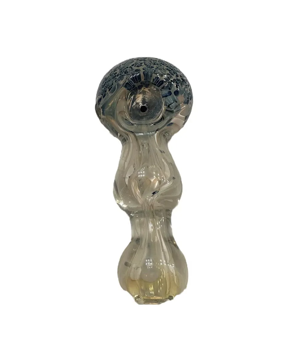 Glass Pipe | Yellow with Blue Design | Large | 5"