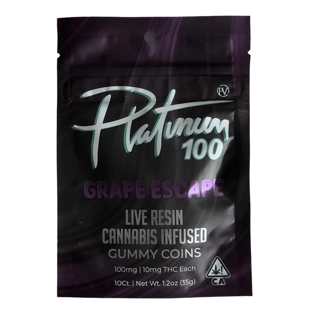 Platinum Vape - Grape Escape - 100mg Live Resin Gummies - Gummies - Indica