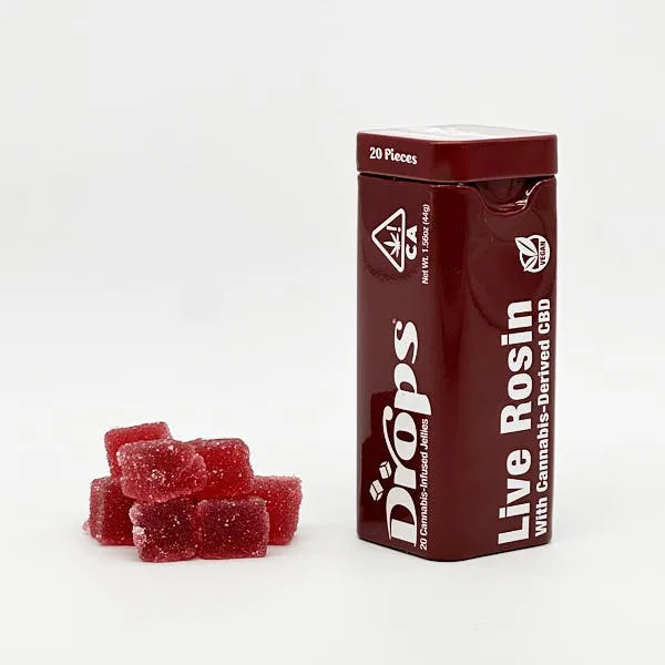 Drops - Live Rosin Gummies 20pc - Cranberry 1:1 CBD:THC