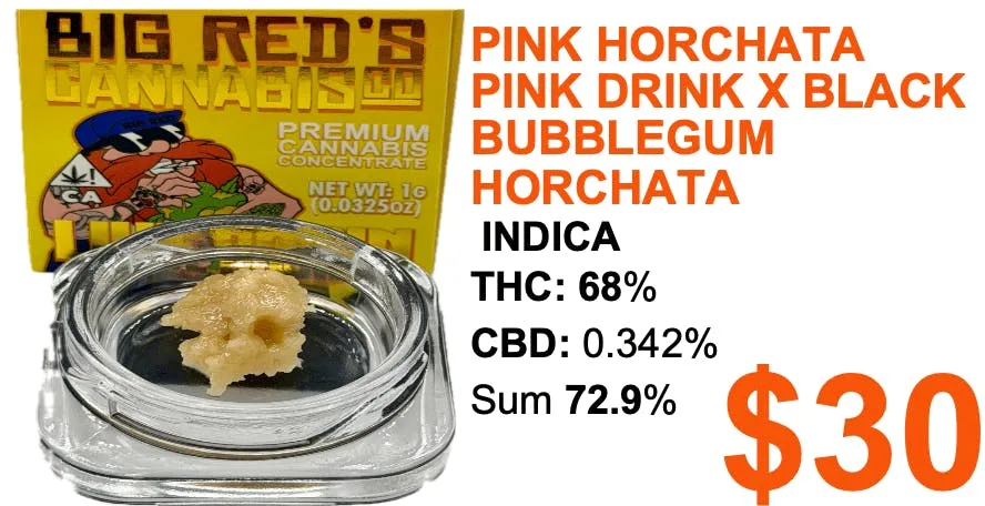 Big Reds Cannabis - Pink Horchata - Live Rosin Tier 1 - 1 gram