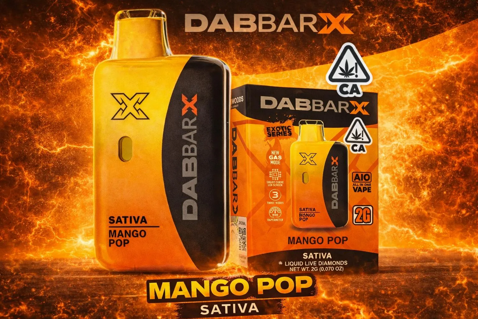 VAPE- 2G DABBAR X LIQUID LIVE DIAMONDS Mango Pop