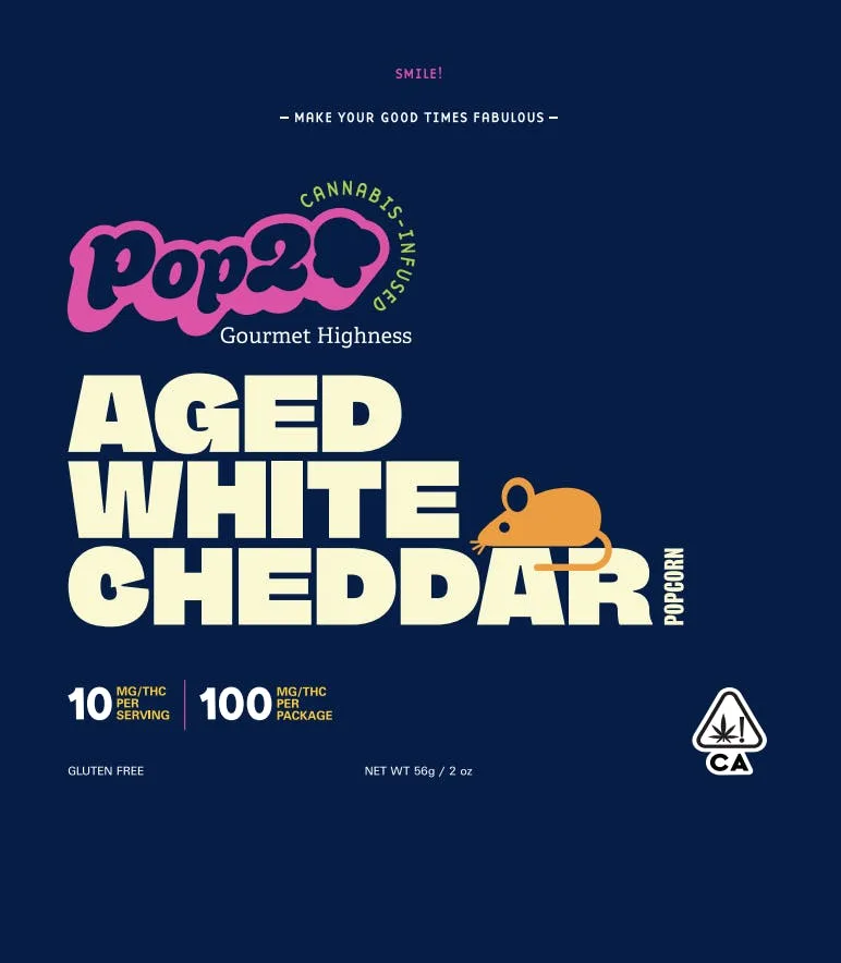 POP20 Aged White Cheddar Popcorn 100mg