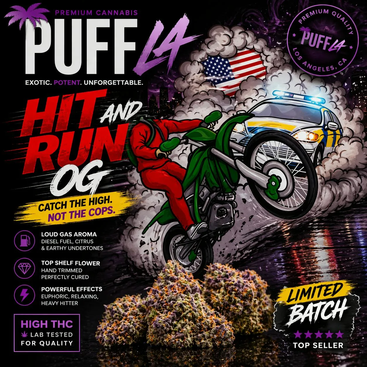 HIT & RUN OG - 3.5 - TOP SHELF - 35.1% THC