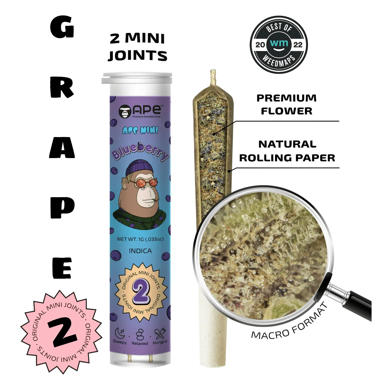 Grape — 2 original mini joints (1g | 0.5g each)