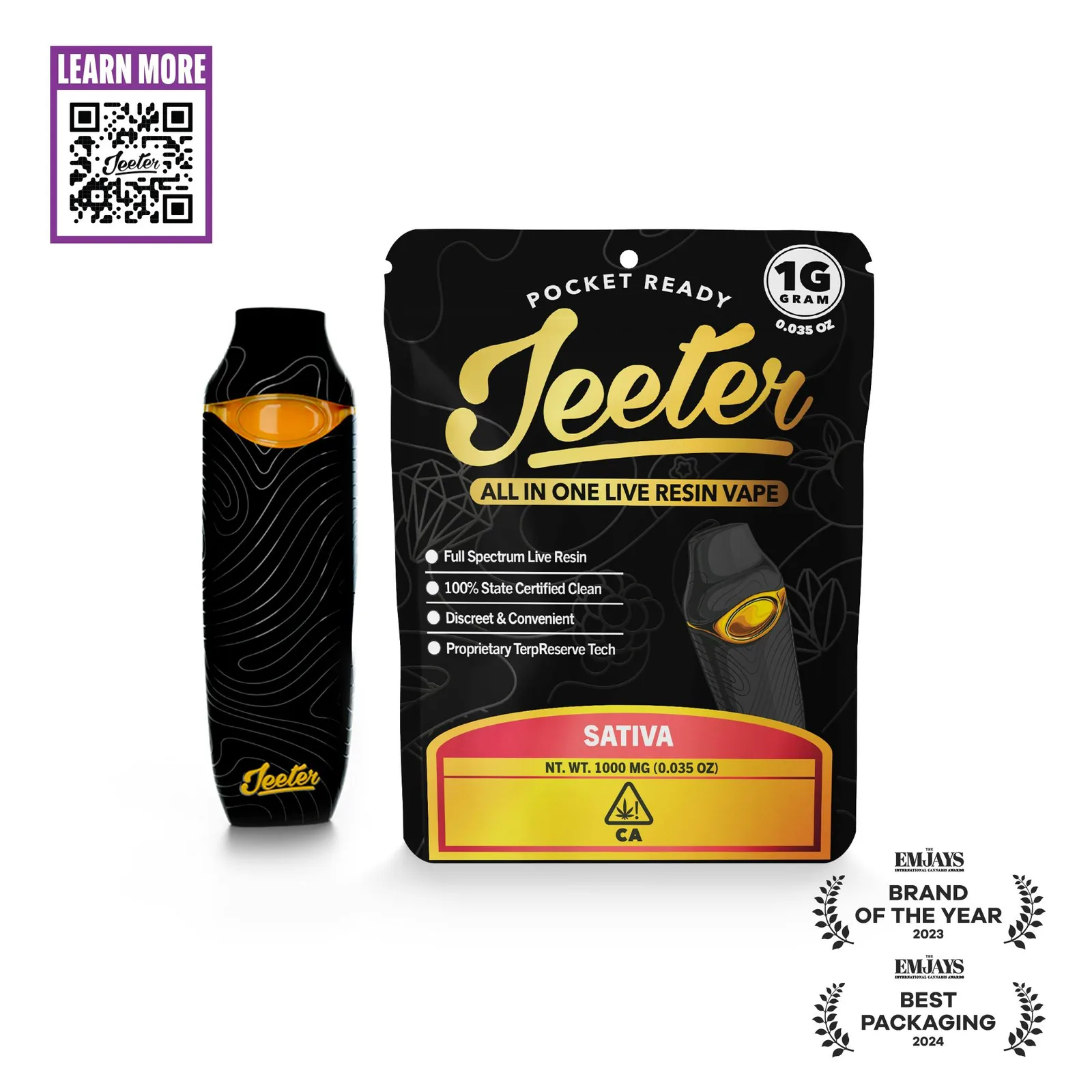 Jeeter | AIO Vape | 1g | Live Resin | Amnesia Haze